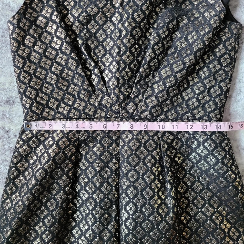 🔷️ 5/$25 Cremieux Gold Black Cap Sleeve Dress Size 8 - Picture 3 of 5